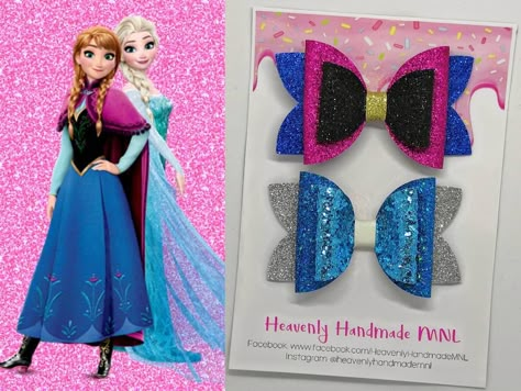 Elsa Hair Bow, Frozen Hair Bows, Frozen Bows, Disney Princess Hair Bows, Diy Hair Accessories Tutorial, Newborn Hair Bows, Diy Leather Bows, Hair Bows Diy Ribbon, Elsa Hair