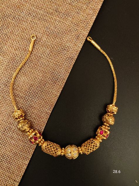 Gundu Necklace Designs, Abharana Jewellery Designs, Kanthi Designs Gold, Kanthi Set Gold, Necklace Designs Gold Indian Simple, Gold Choker Necklace Indian, Gold Neckles, Neck Pieces Jewelry, Antique Necklaces Design