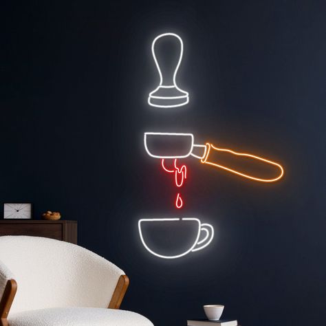 #NeonSigns #BrightIdeas #NeonSignNames #NeonInspiration #NeonRoom #RoomDecor Horror Coffee Shop, Coffee Shop Neon Sign, Neon Coffee Shop, Cafe Neon Sign, Cafe Neon, Coffee Neon Sign, Coffee Shop Photography, Cafe Wall Art, Drink Shop