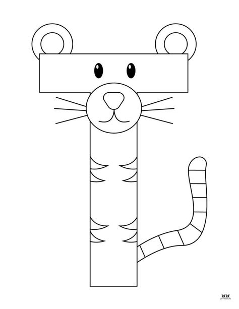 Letter T Animal Craft, Letter T Is For, Letter T Activities For Preschoolers, Letter T Tiger Craft, Letters To Color Printable, Letter T Free Printables, T Letter Activities For Preschool, T Craft Preschool, Letter T Arts And Crafts For Preschool