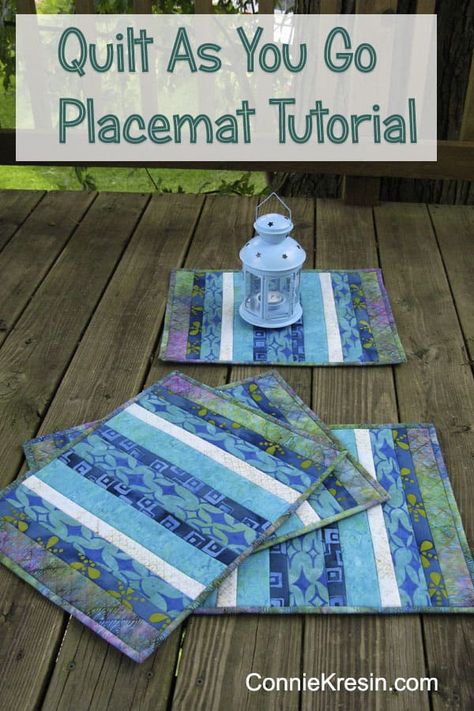 Quilted Placemat Patterns, Quilted Placemat, Fat Quarter Projects, Place Mats Quilted, Batik Quilts, Placemats Patterns, Quilt As You Go, Beginner Sewing Projects Easy, Leftover Fabric