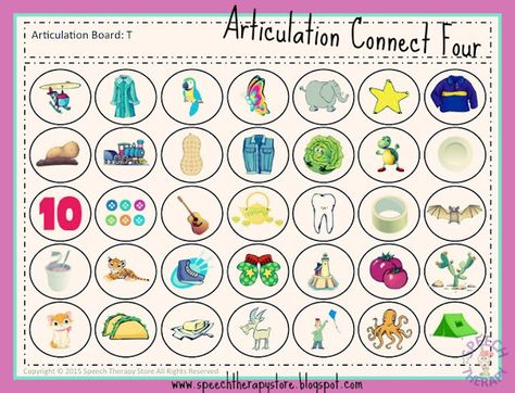 Connect Four Game, Articulation Therapy Activities, Speech Therapy Tools, Speech Games, Articulation Games, Speech Articulation, Connect Four, School Speech Therapy, Speech Therapy Games