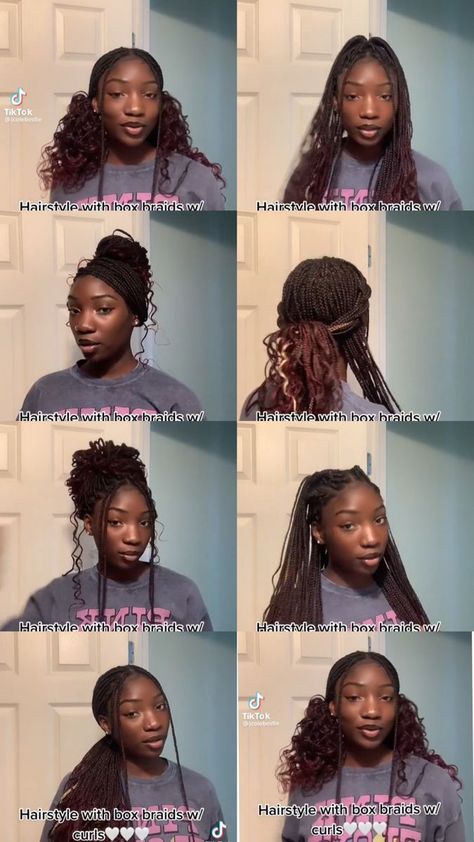 Different Hairstyles With Knotless Braids, Knotless Box Braids Styled, Cute Hairstyles For Goddess Braids, Styled Braids Black Women, Styled Goddess Braids, Cute Braided Hairstyles Black Hair Knotless, Hairstyles On Braids For School, Styles With Box Braids Ideas, Styled Box Braids Ideas