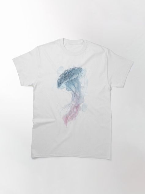 "Watercolor Jellyfish" T-shirt by Threeleaves | Redbubble Watercolor Jellyfish, Shirt Ideas, Comfy Tees, Gray Tshirt, Jellyfish, Tshirt Colors, Male Models, Wardrobe Staples, Classic T Shirts