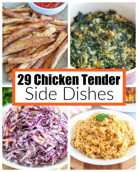 Chicken Strip Sides Dishes, Chicken Tender Dinner Ideas Healthy, Meal With Chicken Tenders, Recipes With Breaded Chicken Tenders, What To Eat With Chicken Tenders, Chicken Tenders And Mashed Potatoes, Side For Chicken Tenders, Sides To Go With Chicken Tenders, Sides For Breaded Chicken