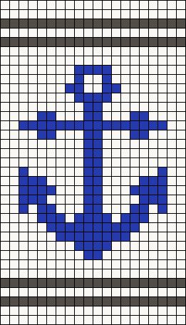 Knitted Anchor Pattern, Anchor Cross Stitch Pattern Free, Nautical Cross Stitch Patterns Free, Anchor Pixel Art, Nautical Knitting Patterns, Crochet Nautical Patterns, Navy Cross Stitch, Crochet Anchor, Nautical Crochet