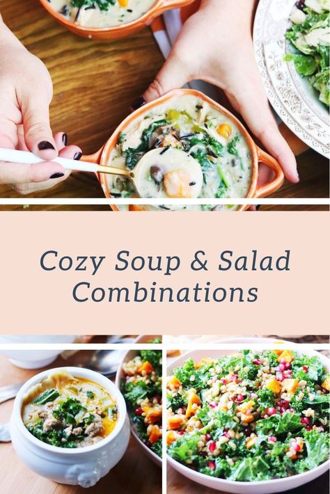 Best Soup And Salad Combo, Soup Salad Combo, Fall Soup And Salad Combo, Soup And Salad Ideas, Soup And Sandwiches Party Ideas, Healthy Soup And Salad Combos, Soup And Salad Dinner, Salad Combinations, Soup And Salad Combo