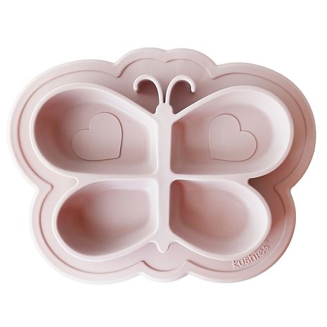 Kushies   Siliplate Silicone Plate In Rose - Your little one will love learning how to self-feed with the Kushies SiliPlate. Crafted of easy-to-clean silicone, this adorable plate has different compartments to separate foods and a suction bottom that sticks to most flat surfaces. Organic Nursery, Silicone Plate, Toddler Plates, Divided Plates, Papillon Rose, High Chairs, Organic Bath Products, Feeding Time, Cute Bear