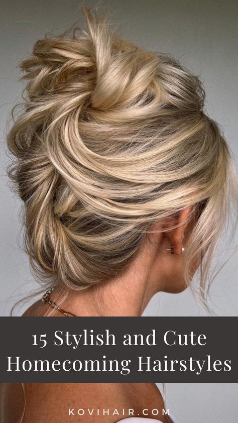 15 Homecoming Hairstyles Ideas for Hoco Hair this fall Bridesmaid Top Knot, Updos For Medium Length Hair Wedding Mothers Mom, Sleek Prom Hair Updo, 90s Inspired Updo, Glamorous Updo Hairstyles, High Up Do, Pam Anderson Hair Updo, Mid Length Hairstyles Updo, Pamela Anderson Updo