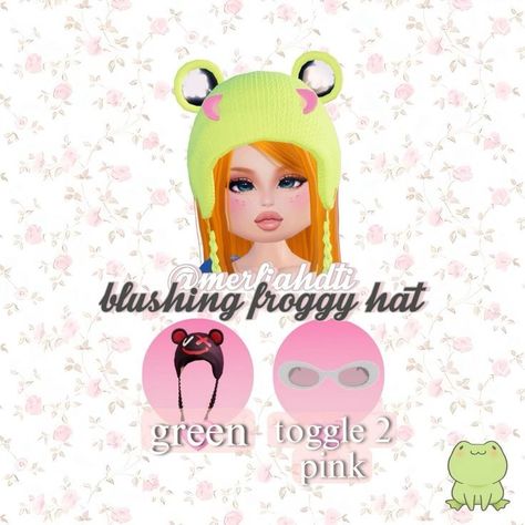 Frog Hat Dress To Impress, Kawaii Emo, Fancy Dress Code, Rh Design, Frog Hat, Dti Hacks, Dti Ideas, Dti Fits, Aesthetic Roblox Royale High Outfits