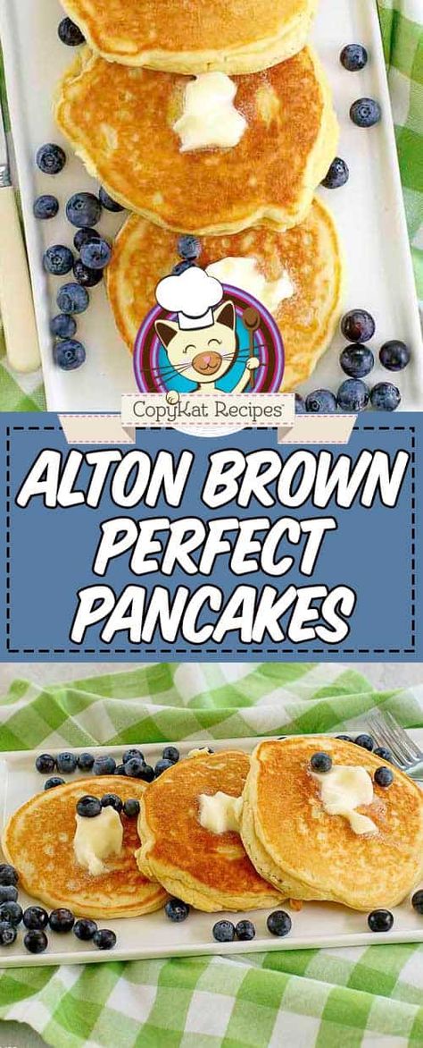 Homemade fluffy buttermilk pancakes are perfect for a weekend or holiday breakfast. Find out how to make the best pancakes from scratch with this easy Alton Brown recipe. #pancakes #breakfastrecipes #breakfastideas #cookingtips #brunchrecipes #holidaybreakfast #christmasbreakfast #familyfavorites Alton Brown Pancake Recipe, Homemade Pancakes Recipe, Buttermilk Breakfast, Pancakes Buttermilk, Best Pancakes Ever, Pancakes Homemade, Homemade Buttermilk Pancakes, Pancake Mix Recipe, The Best Pancakes