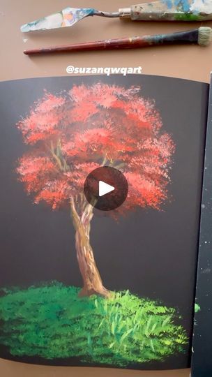 Maple Tree Painting, Acrylic Colour Painting, Paint Trees, Red Maple Tree, Creative Arts Therapy, Messy Art, Art Demo, Acrylic Artists, Kids Art Class