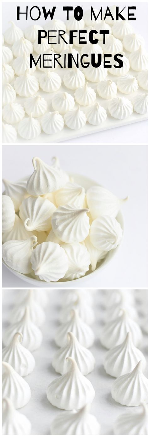 How to Make Perfect Meringues - a step-by-step tutorial for making meringues that will come out perfect every single time! | trufflesandtrends.com White Foods, Perfect Meringue, Mini Meringues, Meringue Recipe, Torte Cupcake, Swiss Meringue, Meringue Cookies, Köstliche Desserts, Food Cakes