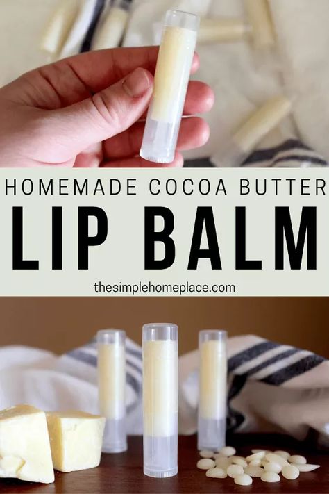 Chapstick Recipe, Homemade Cocoa, Homemade Lip Balm Recipe, Cocoa Butter Lip Balm, Lip Balm Recipe, Diy Lip Balm Recipes, Lip Balm Ingredients, Balm Recipe, Lip Balm Recipes