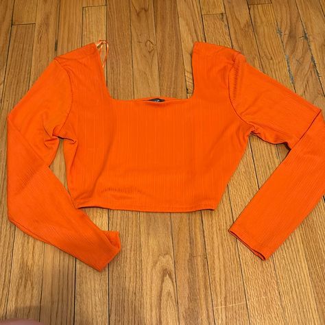 Primark, Large, Never Worn, Orange Long Sleeve Crop Top Orange Long Sleeve Top, Primark Tops, Orange Crop Top, Orange Tops, 2024 Halloween, Goth Clothing, Orange Long Sleeve, Orange Top, Halloween 2024