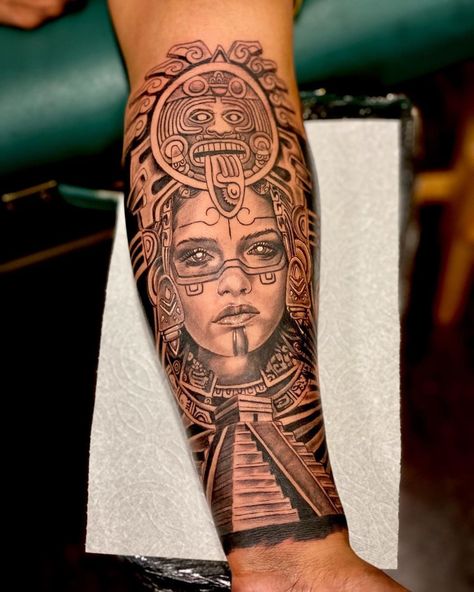 101 Amazing Mayan Tattoos Designs That Will Blow Your Mind | Outsons | Men's Fashion Tips And Style Guide For 2020 Mayan Warrior Woman Tattoo, Aztec Women Tattoo, Aztec Mayan Tattoo, Mayan Tattoos For Women, Salvadorian Culture, Sun Meaning, Maya Tattoo, Traditional Chicano Tattoos, Empowerment Tattoo