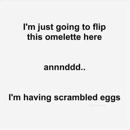 IT'S PRACTICALLY THE SAME THING and in any case i've 100% given up hope and go for scrambled eggs from the start. Plot Twist Quote, Sunday Morning Quotes Funny, Sunday Morning Funny, Morning Funny Quotes, Sunday Morning Quotes, Morning Quotes Funny, Morning Funny, Belly Laughs, Plot Twist