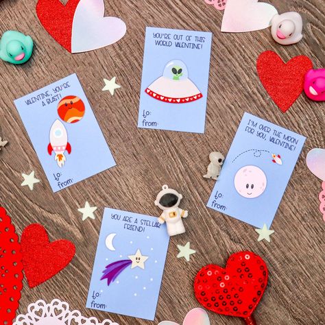 Space Themed Valentines, Class Gift, Mobile Web, Colored Paper, Valentine Day Cards, Valentines Cards, Print Shop, Valentines Day, Greeting Cards