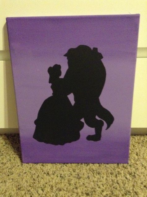 Beauty And Beast Painting, Cool Easy Paintings On Canvas, Beauty And The Beast Painting, Bueaty And The Beast, Homecoming Posters, Disney Canvas Art, Disney Canvas, Arabic Calligraphy Painting, Couple Painting