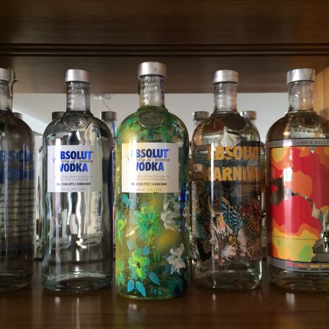 Hanpainted Absolut Vodka Bottle Painted Vodka Bottle, Painted Bottle, Absolut Vodka, Girl Dinner, Bottle Painting, Aesthetic Art, Vodka Bottle, Vodka, Art Inspo