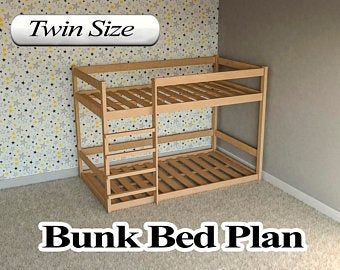 Floor bunk bed | Etsy Diy Bunk Beds Plans How To Build, Homemade Bunk Beds, Diy Bunk Beds Plans, Bunk Beds Small Room, Bunk Bed Plan, Toddler Bunk Beds, Bathroom Vent, Bunk Bed Plans, Loft Bed Plans