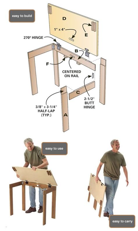 Good project, a portable table #DIY Projek Kayu, Mail Organizer Wall, تصميم الطاولة, Wood Crafting Tools, Desain Furnitur Modern, Woodworking Magazine, Diy Holz, Popular Woodworking, Portable Table