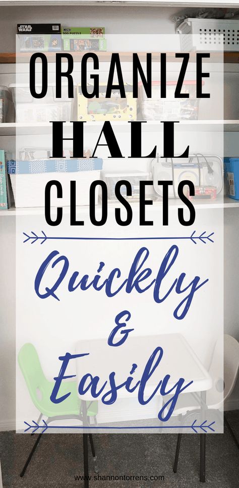 Organizing Coat Closet, Organize Hall Closet, Linen Closet Organization Ideas Hallways, Hallway Closet Organization, Hall Closet Organization Ideas, Cleaning Supply Organization, Hall Closets, Modern Cozy Home, Hall Closet Organization