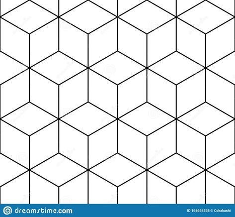 Isometric Cube, Cube Pattern, Cube Design, Black Line, Minimal Design, Seamless Pattern, Seamless Patterns, White Background, Stock Vector