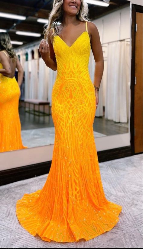 Bright Prom Dress, Train Skirt, Prom 23, Neon Prom Dresses, Orange Prom Dresses, Prom Dress Inspo, Prom Inspo, Cute Homecoming Dresses, Hoco Dress