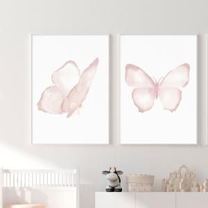 Ombre Butterfly, Nursery Room Decor Girl, Turquoise Ombre, Minimalist Nursery, Fruit Wall Art, Room Artwork, Girl Nursery Wall, Girl Nursery Room