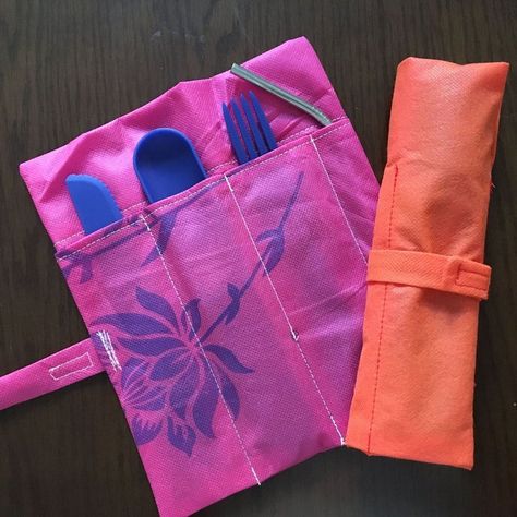 Orange Cutlery Pouch : 12 Steps (with Pictures) - Instructables Diy Cutlery Pouches, Fabric Shopping Bags, Cutlery Pouch, Having A Daughter, Fabric Shopping, Machines Fabric, Animals And Plants, 12 Steps, Fabric Scissors