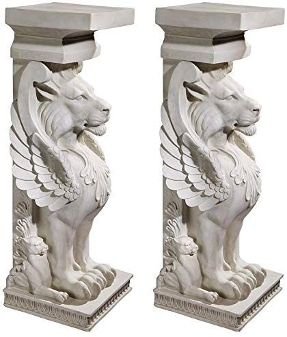 Amazon.com: Design Toscano Trapezophoron Winged Lion Pedestal (Set of 2), 31 Inch, Antique Stone: Garden & Outdoor Outdoor Garden Bed, Pebble Mosaic Tile, Winged Lion, Golden Cross, Antique Stone, 1st Century, Santa Lucia, Design Toscano, Pompeii