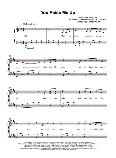 You Raise Me Up | Easy Piano Sheet Music - https://thepianostudent.wordpress.com/2016/08/08/you-raise-me-up-easy-piano-sheet-music/ Up Sheet Music, Sheet Music With Letters, Beginner Piano Music, Piano Notes Songs, Hymn Sheet Music, Piano Music Lessons, Partition Piano, Christmas Sheet Music, Music Chords