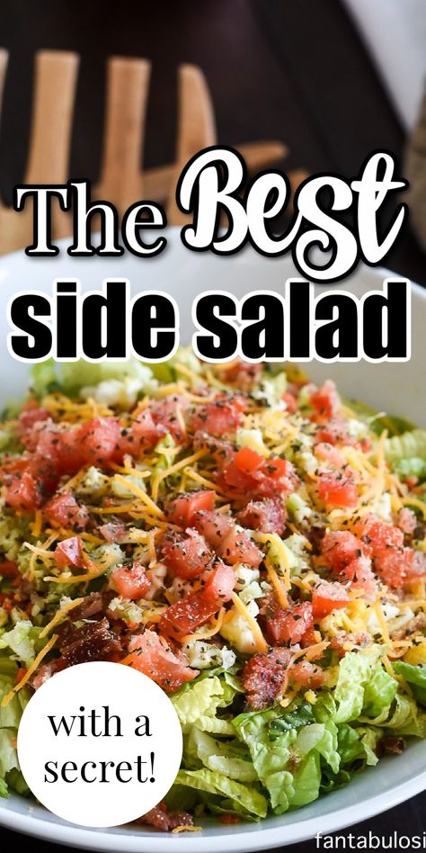 salad in a white bowl on a table Best Side Salad, Best Salads Ever, Side Salad Recipes, Fresh Salad Recipes, Savory Salads, Salad Dishes, Best Salad Recipes, Salad Side Dishes, Salad Dressing Recipes