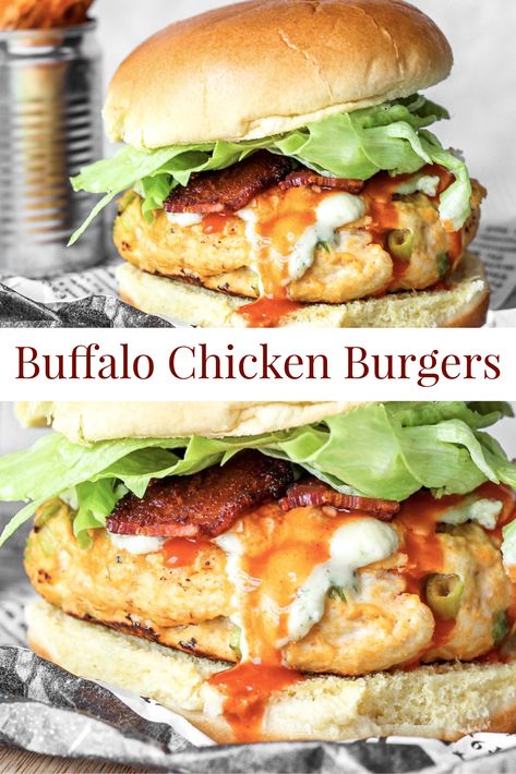 Blue Cheese Chicken Burgers, Buffalo Chicken Burgers Ground, Buffalo Blue Cheese Burgers, Buffalo Chicken Burgers, Spicy Burger, Buffalo Chicken Recipes, Chicken Burgers Recipe, Fun Dinner, Chicken Burger