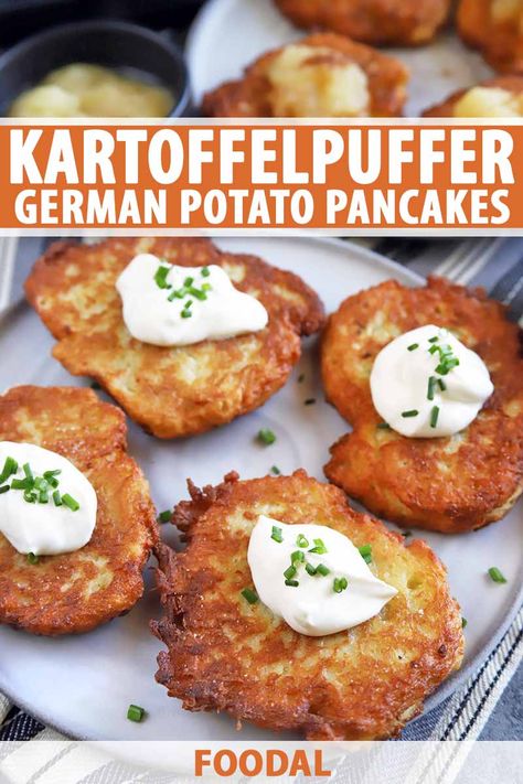 Vegetarian Oktoberfest Food, Authentic German Appetizers, Vegetarian German Recipes, German Vegetarian Recipes, Octoberfest Meals, German Recipes Authentic, Pancakes Crispy, Oktoberfest Recipes, Potato Pancakes Recipe