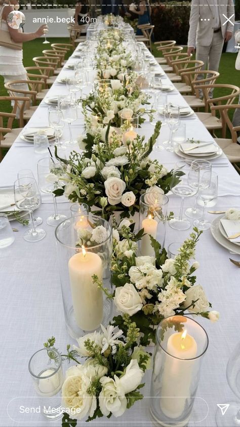 Long Table Wedding, Flowers And Candles, Tafel Decor, Dream Wedding Decorations, Wedding Outfit Guest, Wedding Table Flowers, Future Wedding Plans, Long Table, Wedding Guest Outfit Summer