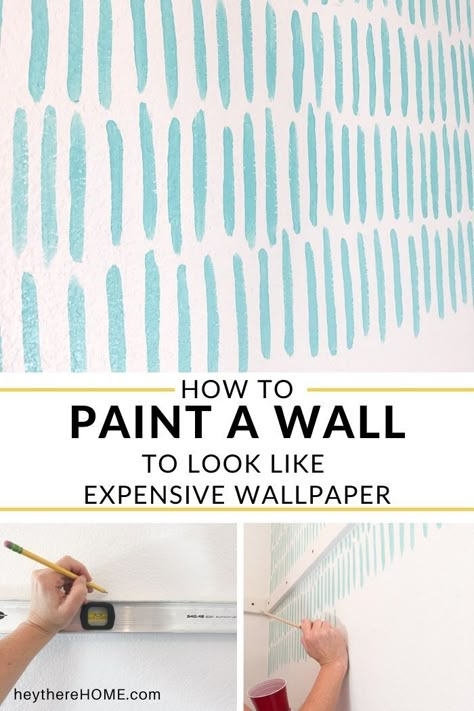 Easy DIY accent wall creates the look of wallpaper for less! #fauxwallpaper #accentwall #paintedaccentwall #diyaccentwall #geometricaccentwall Diy Decor For Room, Faux Wallpaper, Expensive Wallpaper, Accent Wall Designs, Faux Brick Walls, Diy Wall Painting, Accent Wall Paint, Diy Accent Wall, Interior Wall Paint