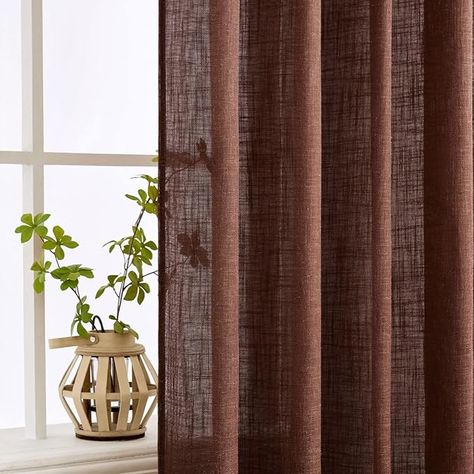 Amazon.com: MIULEE Chocolate Brown Linen Curtains 84 Inches Long 2 Panels for Bedroom Living Room, Soft Thick Linen Textured Window Drapes Semi Sheer Light Filtering Grommet Top Burlap Look Dark Brown Decor : Home & Kitchen Brown Linen Curtains, Dark Brown Decor, Brown Curtains Living Room, Brown Curtains, Brown Decor, Curtain Texture, Kitchen Inspiration Design, Window Drapes, Linen Curtains