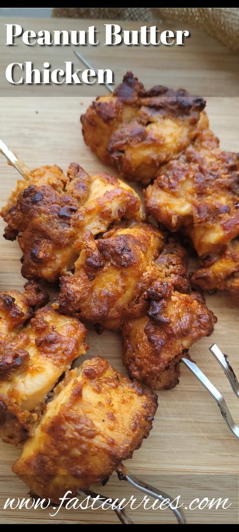 Grilled Chicken Recipes In Air Fryer, Chicken Fritters Recipe Air Fryer, Peanut Butter Chicken Skewers, Grilled Peanut Butter Chicken, Easy Peanut Butter Chicken, Best Air Fryer Chicken Recipes, Peanut Butter Fried Chicken, Air Fryer Butter Chicken, Airfryer Protein Recipes