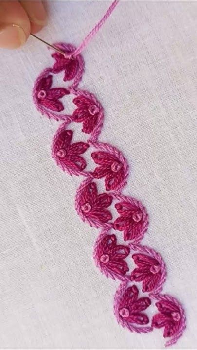 Needle Work Embroidery, Embroidery Video, Hand Work Design, Clothes Embroidery Diy, Simple Hand Embroidery Patterns, Textile Art Embroidery, Diy Embroidery Designs, Handmade Flowers Fabric, Hand Embroidery Patterns Flowers