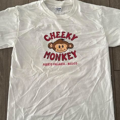 Shop fastfashionusa's closet or find the perfect look from millions of stylists. Fast shipping and buyer protection. Cheeky Monkey T-shirt 🙊 Fast Shipping 📦 $25 Lowest I can do 🧾 Custom 🖌️ Deadstock 🆕 Hit Me With Questions ⁉️ Cute Vintage Shirts, Silly T Shirts, Custom Shirts Ideas, 90s Clothing Style, Funny Shirts Women Hilarious, Cute T Shirt Designs, Hand Painted Shirts, White Shirt Outfit Ideas, Festival T Shirt