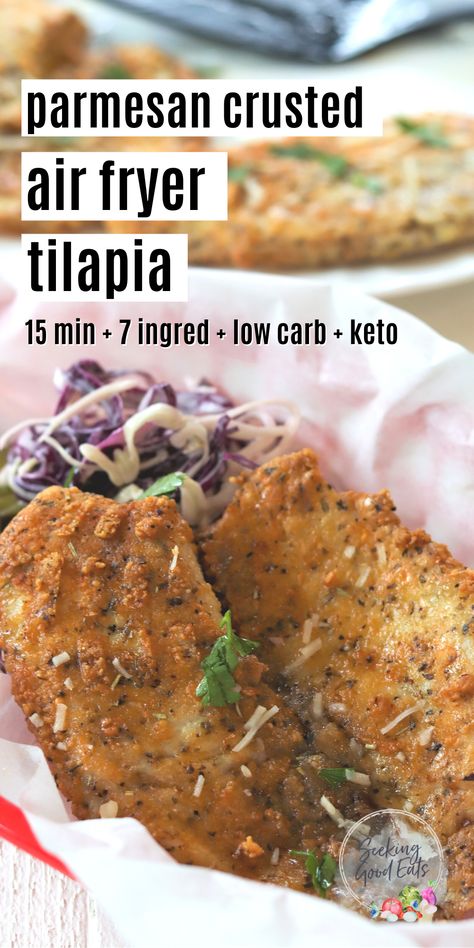 Different Ways To Make Tilapia, Tilapia Recipes Low Calorie, Tilapia Recipes Baked Healthy Low Carb, Talapia Ideas Air Fryer Keto, Talpia Fish Air Fryer, Airfryer Tilapia Recipes, Baked Tilapia Recipes Air Fryer, Fish Air Fryer Recipes Tilapia, Low Carb Tilapia Recipes