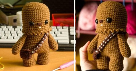 This Patterns Allows You To Make Your Own Tiny Crochet Chewbacca and I Love It This is the cutest little Chewbacca that I ever did see! He is a little crochet doll and I am sad that I don’t know how to crochet! Boo! This is a beginner level 2 pattern, so you do need to know how to do basic amigurumi stitches to make it. These include magic ring,Continue Reading Seriously. Read it: This Patterns Allows You To Make Your Own Tiny Crochet Chewbacca and I Love It Free Chewbacca Crochet Pattern, Ewok Crochet Pattern, Chewbacca Crochet Pattern, Crochet Chewbacca, Crochet Bb8, Ewok Crochet, Crochet Starwars, Basic Amigurumi, Knit Star