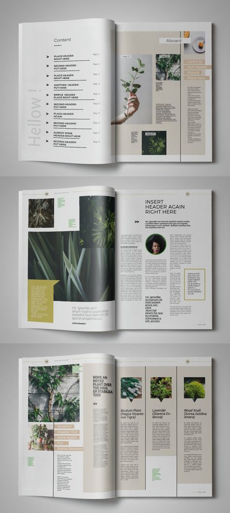 Plant Magazine Template InDesign. 20 + unique pages Plant Magazine Design, Plant Magazine Layout, Advertorial Design, Plant Magazine, Magazine Examples, Narrative Design, Table Of Contents Design, Gardening Magazine, Magazine Cover Ideas