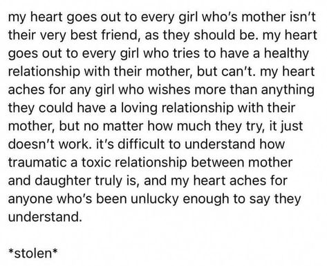 This is a subject close to my heart and yet it’s very painful and not something openly talked about. We live in world where where it’s portrayed that there is always good relationships between mother daughter (or parent/child) but sometimes the reality couldn’t be further from the truth. In this world there is brokenness, mental… Bad Parent Quotes From Daughter, Bad Mother And Daughter Relationships, Toxic Mom Mothers Day, Bad Mom Relationship Quotes, Toxic Mother Daughter Relationship Art, Complicated Relationship With Mom, Parents Controlling Quotes, Toxic Mother And Daughter Relationship, Having Bad Parents Quotes