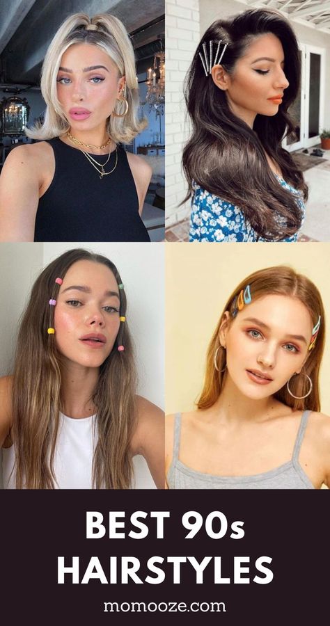 90s Easy Hairstyles, 00s Hairstyles For Long Hair, 90s Assesories, 90s Choker Outfit, 1998 Hairstyles, 90s Hair And Makeup 1990s, 90s Womens Hairstyles, 90s Female Hairstyles, 90s Hip Hop Hairstyles Women