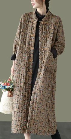 Long Cotton Coat, Long Quilted Coat, Money Dress, Quilted Coats, Shabby Chic Clothes, Retro Coat, Quilted Clothes, Coat Women Fashion, Coats Women