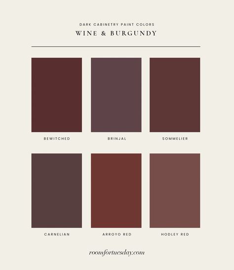 Wine Color Paint, Deep Maroon Paint Colors, Burgundy Kitchen Island, Wine Colored Paint, Dark Burgundy Paint Color, Benjamin Moore Burgundy Paint Colors, Wine Colored Cabinets, Maroon Laundry Room, Maroon Wall Color