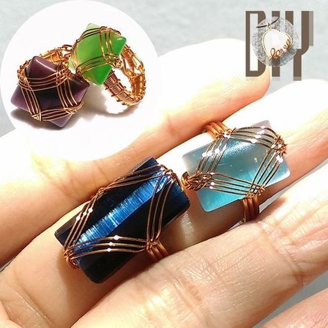 Lan Anh Handmade on Instagram: "Ring | square and rectangular cabochon | Wire wrapped stones without holes Full tutorial video : Ring with rectangular cabochon 386 : https://youtu.be/E8_iQJFNTSQ Wire ring with square cabochon 385 : https://youtu.be/ZARQO5hNZEM Subscribe to LanAnhHandmade youtube channel to see all the full tutorials https://www.youtube.com/LanAnhHandmade #LanAnhHandmade #Youtube #Howtodo #Howtomake #Tutorial #Copperwire #copperwireart #copperwirejewelry #diy #diyideas #diy Square Wire Ring, Wire Wrapped Rectangle Stone, Wire Wrapped Square Stone, Wire Wrapped Stones, Wrapped Stones, Instagram Ring, Copper Wire Art, Wire Jewelry Patterns, Wire Wrap Cabochon